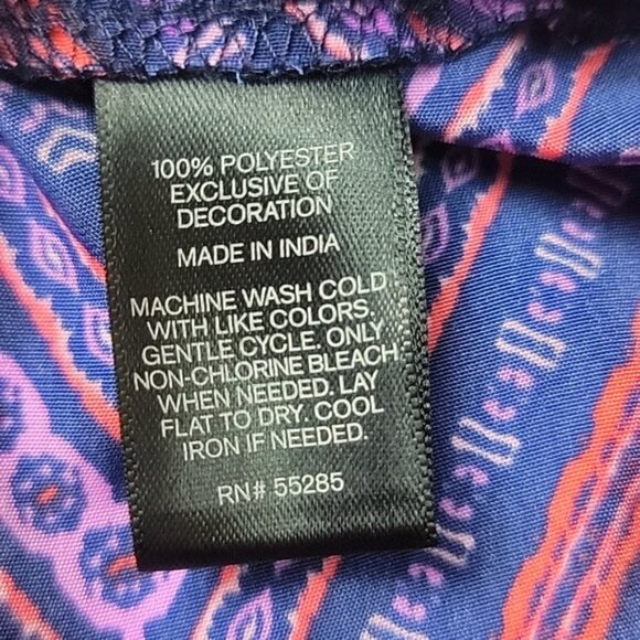 EXPRESS Purple Pink Chevron Pattern Smocked Waist Retro Boho Party Mini Skirt M - Picture 5 of 7